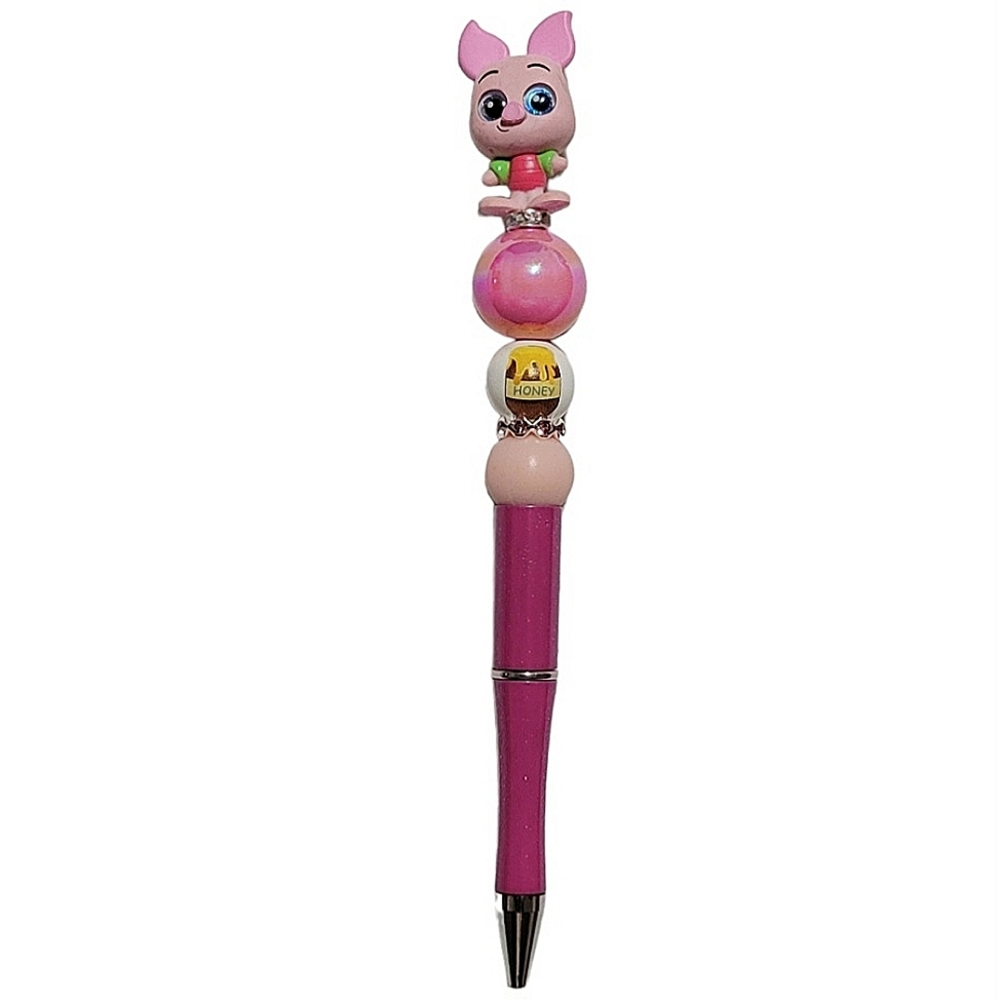 Piglet Disney Doorables Beaded Ballpoint Twist Pen With Topper Pink